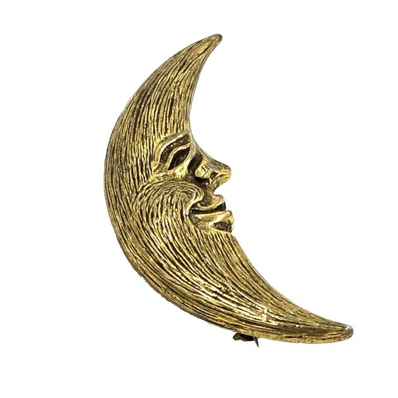 Vintage ZENTALL Man in the Moon Face Brooch - Picture 4 of 8